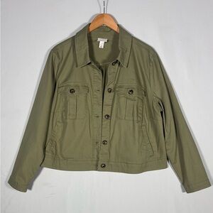 Ava & Viv Olive Green Utility Jacket Button Front Size 1X